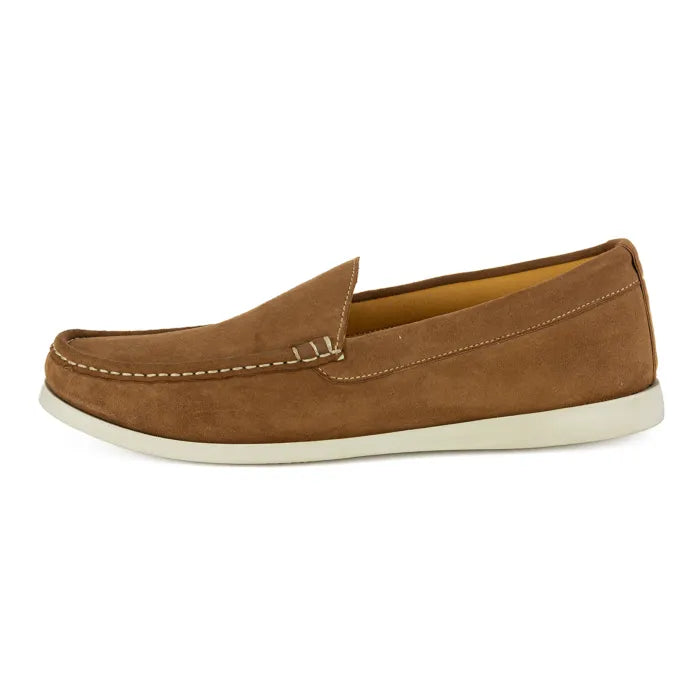 Brown loafer shoe on a white background