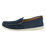 Kinshasa : Mens Leather Moccasin in Navy Bristol Velutto