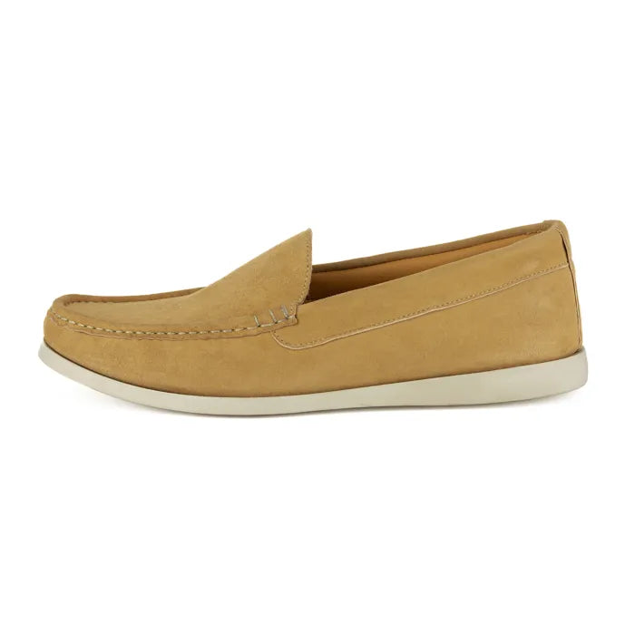 Tan loafer shoe on a white background