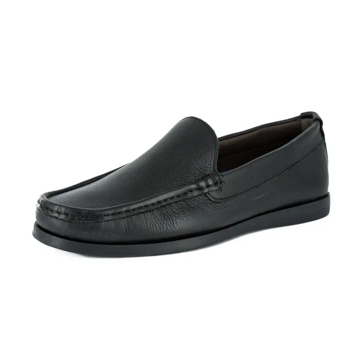Black loafer shoe on a white background