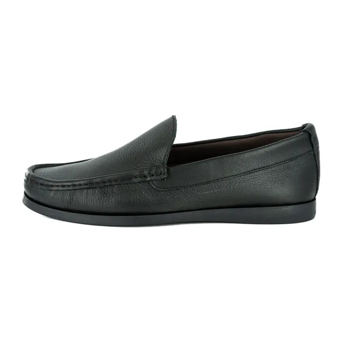 Black loafer shoe on a white background