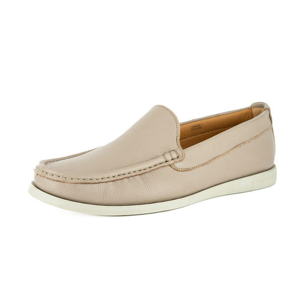 Kinshasa : Mens Leather Moccasin in Stone Natan