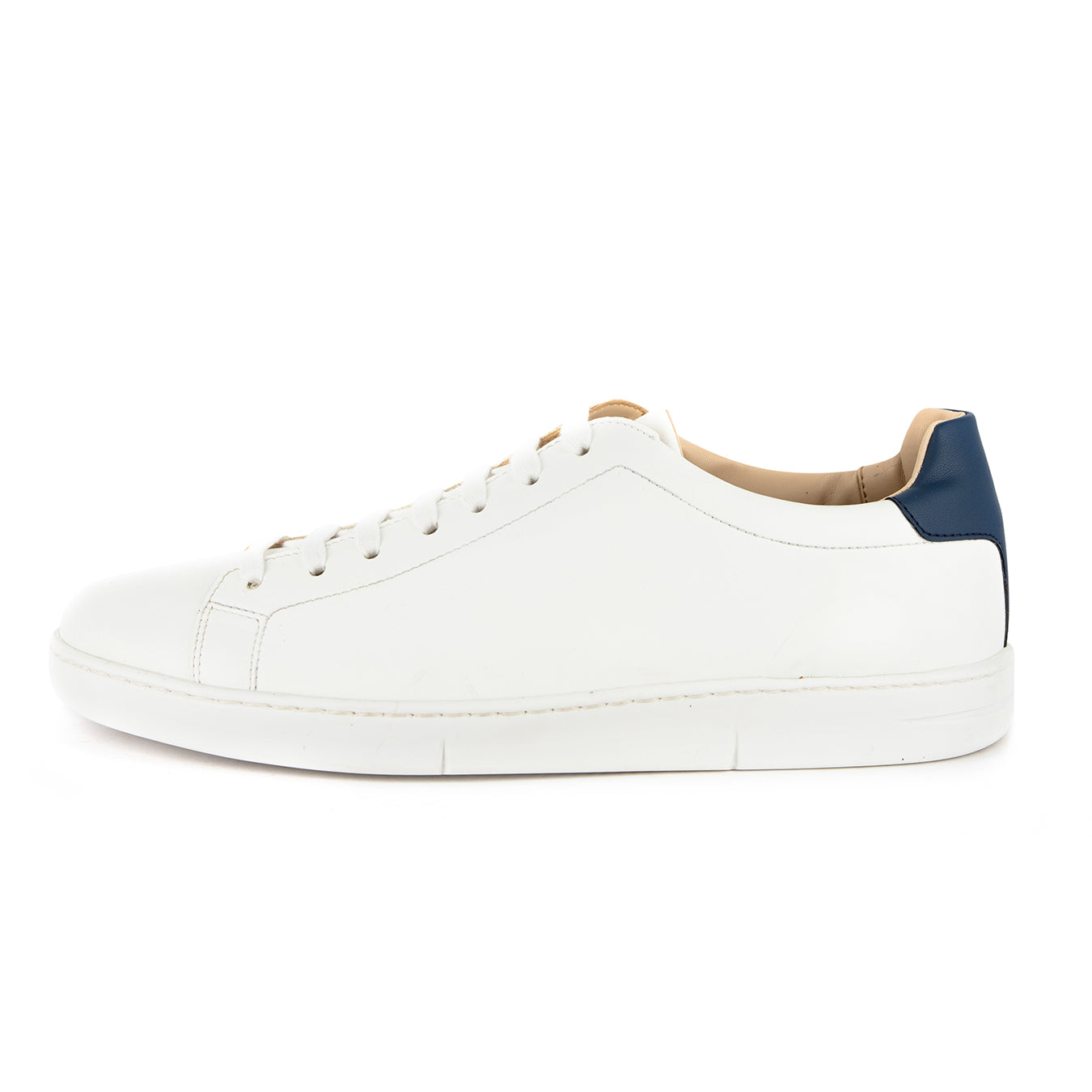 Mahari : Men's Leather Sneaker in White Cayak