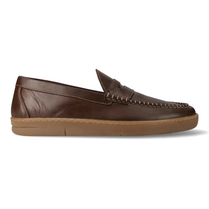 Brown loafer on a white background.