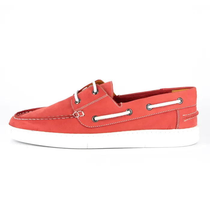 Red loafer shoe on a white background