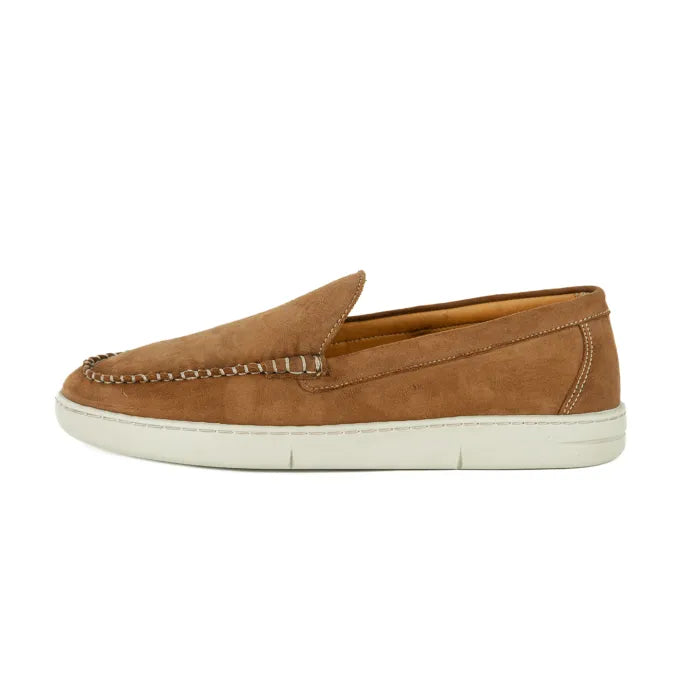 Brown loafer shoe on a white background