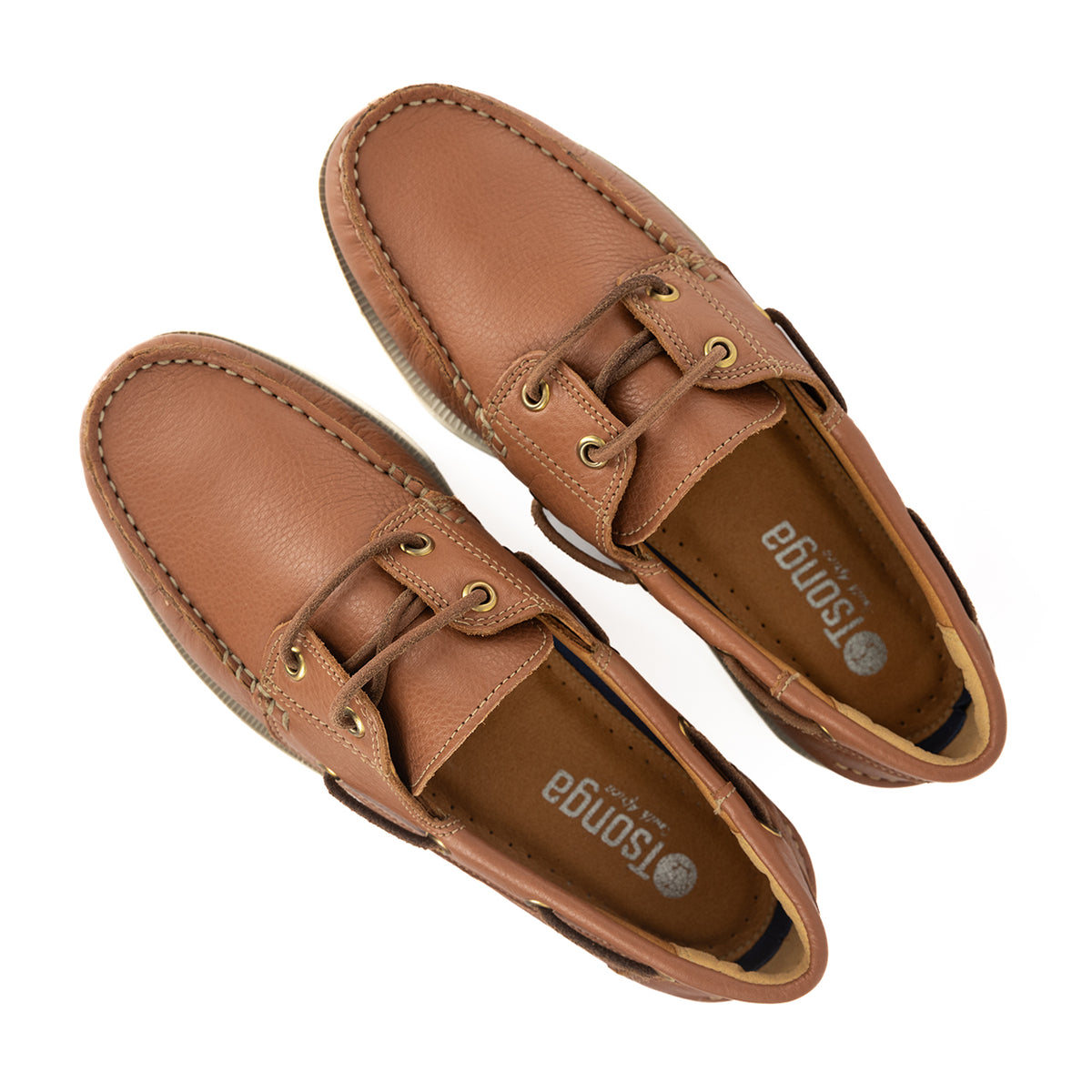 Adolph Rivombo Rivombo : Mens Leather Boat Shoe in Oak Natan
