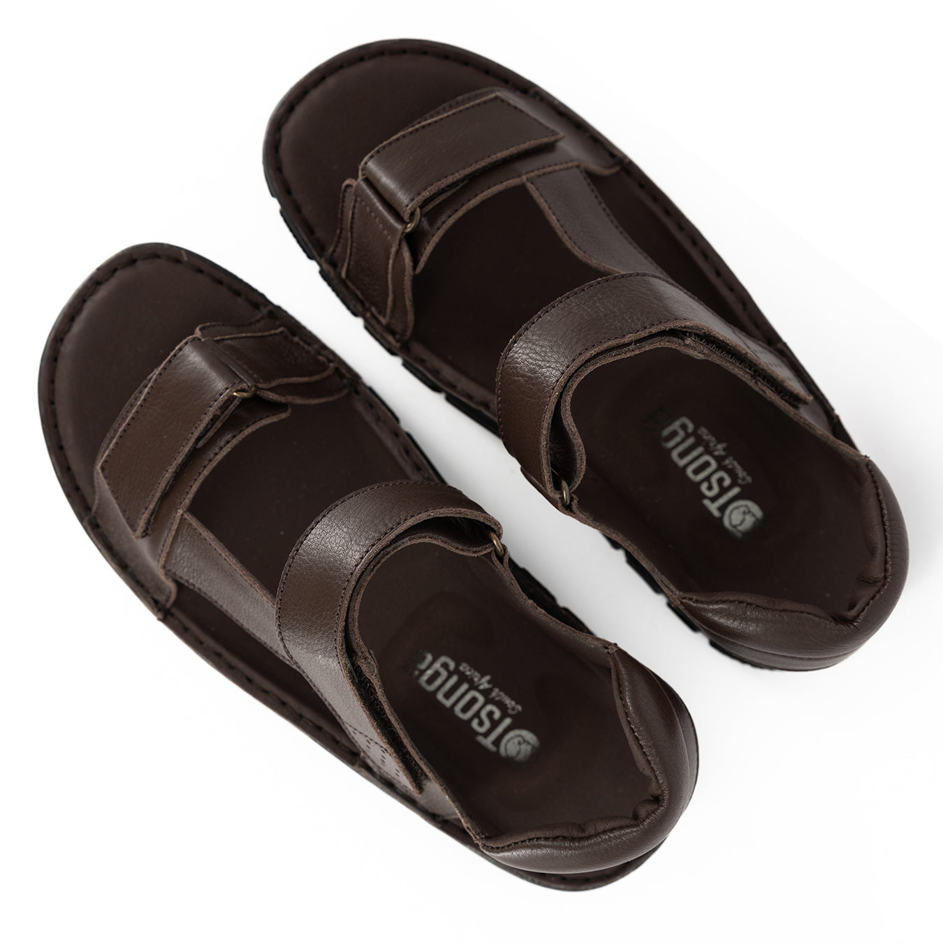 Toliara : Mens Leather Sandals in Choc Delta