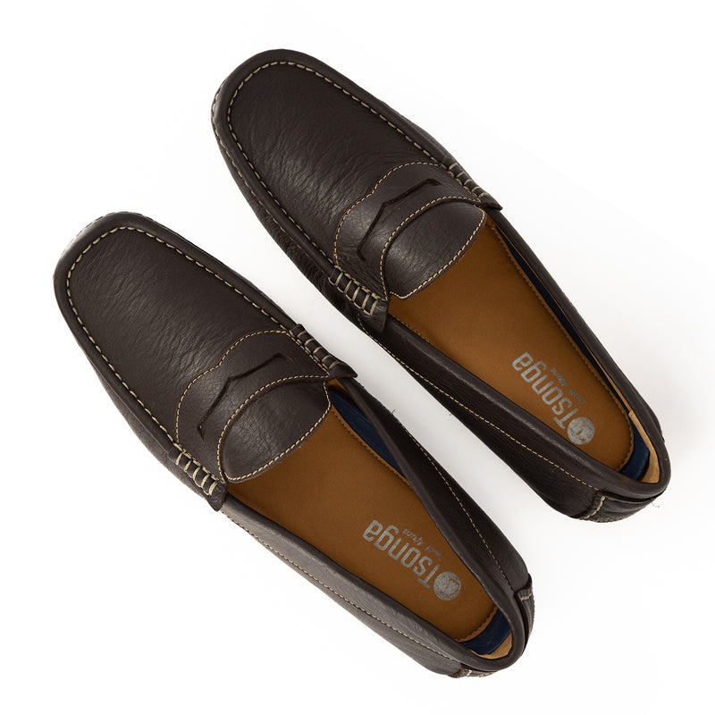 Cairo : Men's Leather Moccasin in Choc Delta
