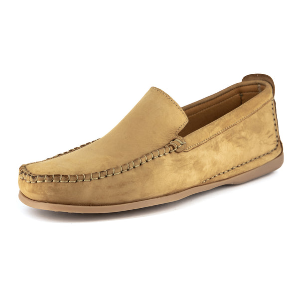 Banakho : Mens Leather Moccasin in Tan Nubuck