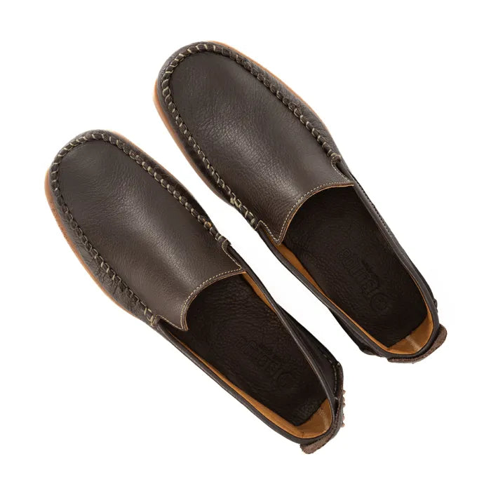 Banakho : Mens Leather Moccasin in Choc Natan