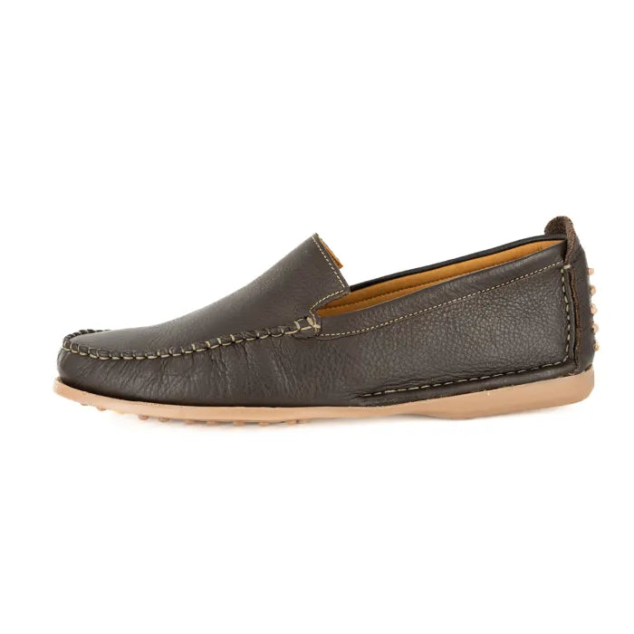 Banakho : Mens Leather Moccasin in Choc Natan