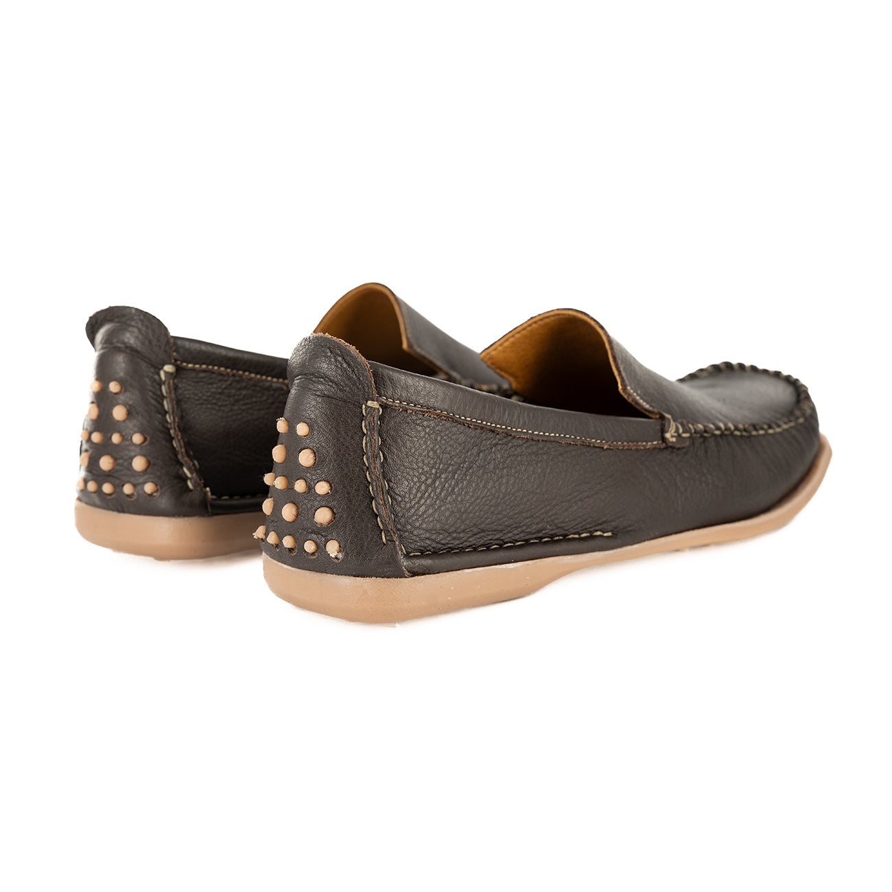 Banakho : Mens Leather Moccasin in Choc Natan