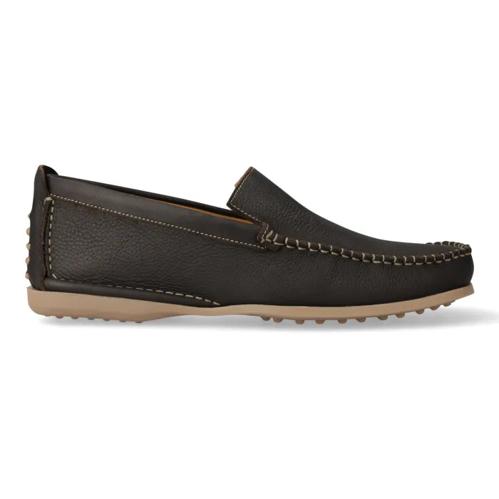 Dark brown sneaker with toffee sole on a white background