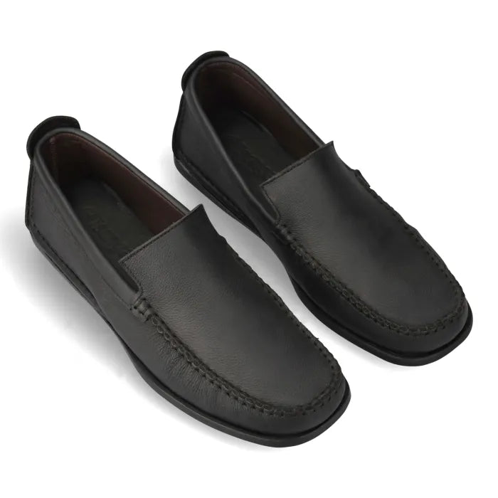 Banakho : Mens Leather Moccasin in Black Floater