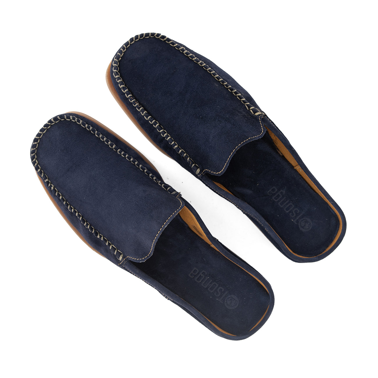 Bakgatla : Mens Leather Mule in Navy Velutto