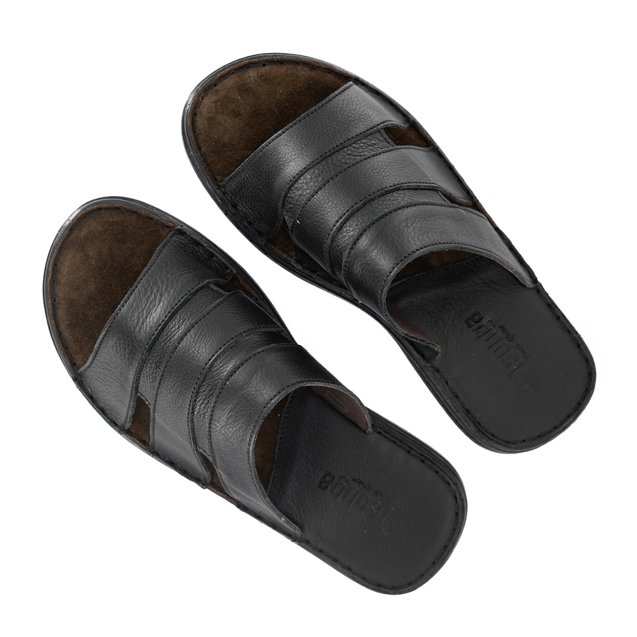 Dukuza : Men's Leather Sandal in Black Natan