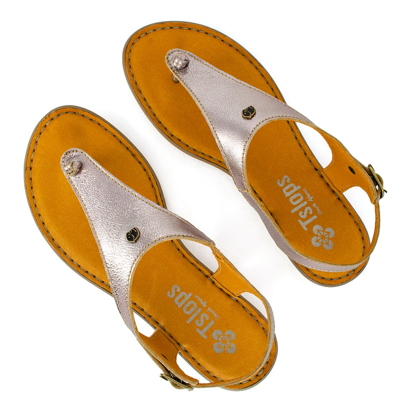 Ovaroli : Ladies Leather Tslops Sandal in Pink Metallic