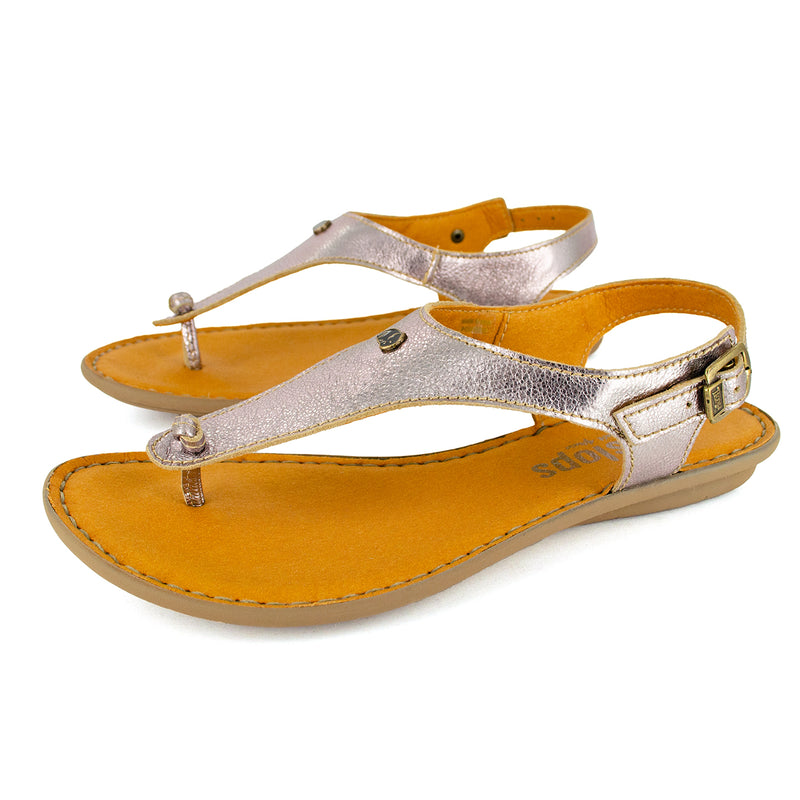 Ovaroli : Ladies Leather Tslops Sandal in Pink Metallic