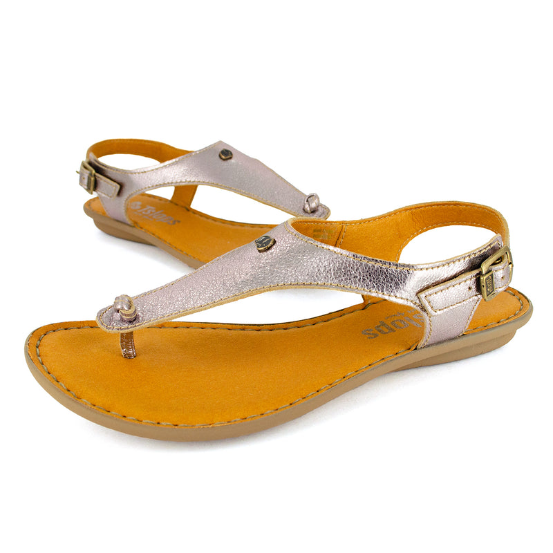 Ovaroli : Ladies Leather Tslops Sandal in Pink Metallic