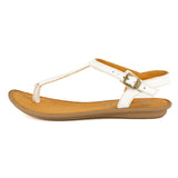 Khuthaza : Ladies Leather Tslops Sandal in White Cayak