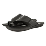 Ligoma : Ladies Leather Tslops Sandal in Black Cayak