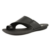 Ligoma : Ladies Leather Tslops Sandal in Black Cayak