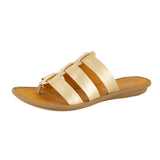 Maroua : Ladies Leather Tslops Sandal in Gold Foil