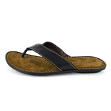 Umhlanga : Mens Leather Tslops Sandal in Black Natan