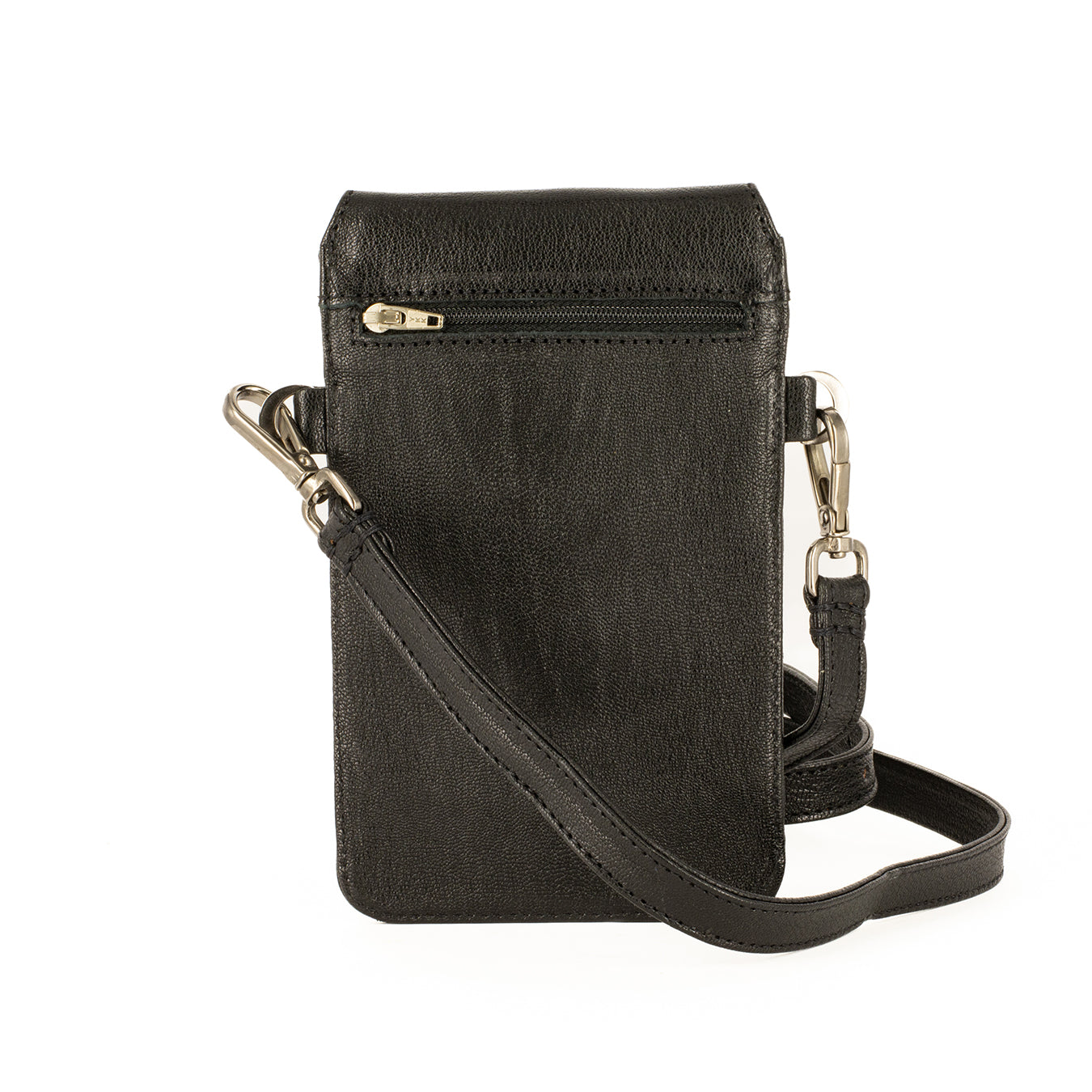 Lupita : Ladies Leather Crossbody Purse in Black Cayak