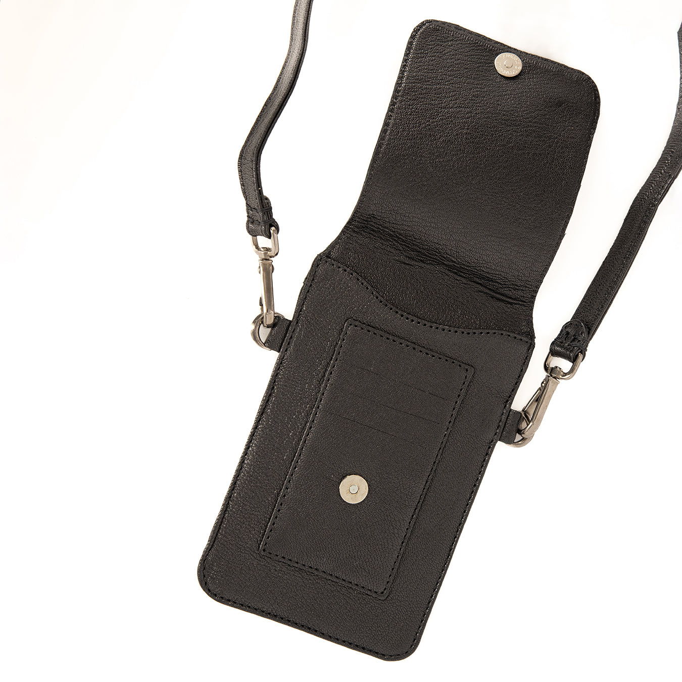 Lupita : Ladies Leather Crossbody Purse in Black Cayak