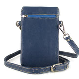 Lupita : Ladies Leather Crossbody Purse in Denim Cayak