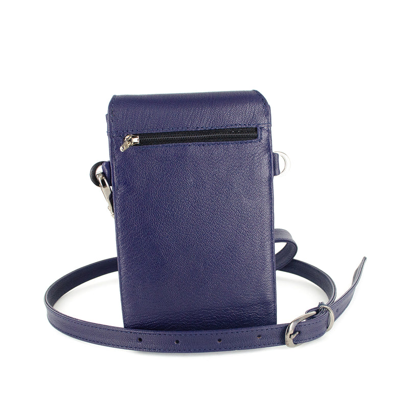 Lupita : Ladies Leather Crossbody Purse in Marine Cayak