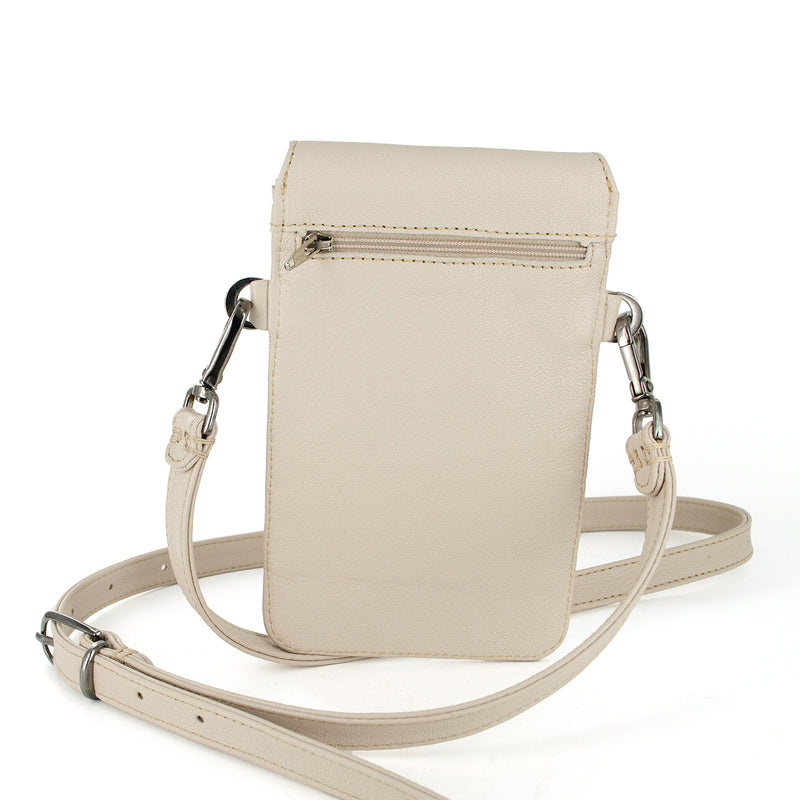 Lupita : Ladies Leather Crossbody Purse in Cream Cayak