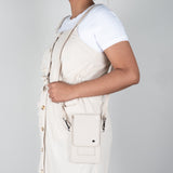 Lupita : Ladies Leather Crossbody Purse in Cream Cayak