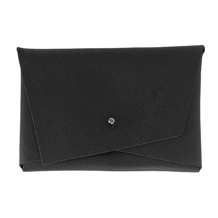 Black clutch bag on a white background