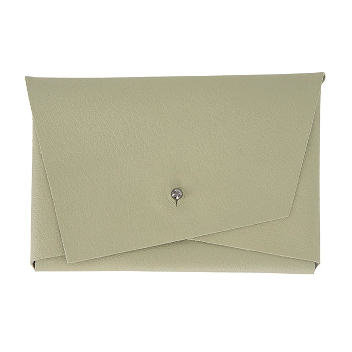 Sage clutch bag on a white background