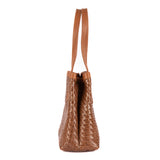 Masingita : Ladies Woven Leather Shopper Handbag in Cognac Seneca & Oak Cayak