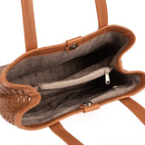 Masingita : Ladies Woven Leather Shopper Handbag in Cognac Seneca & Oak Cayak