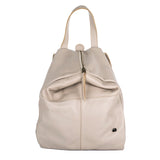 Beige backpack on a white background