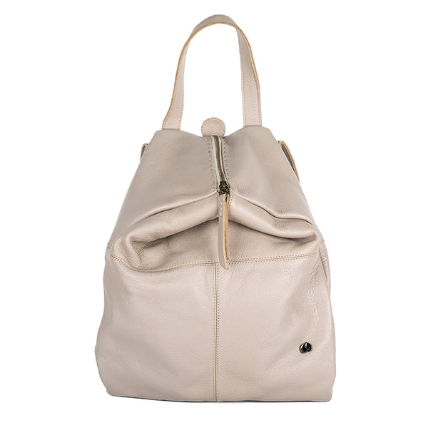 Beige backpack on a white background