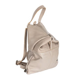 Beige backpack on a white background