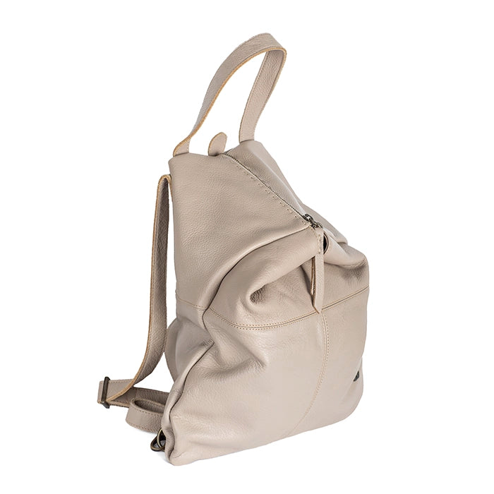 Beige backpack on a white background