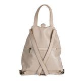 Beige leather backpack on a white background