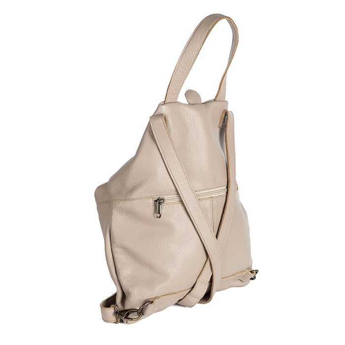 Beige backpack on a white background