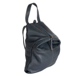 Denim leather backpack on a white background