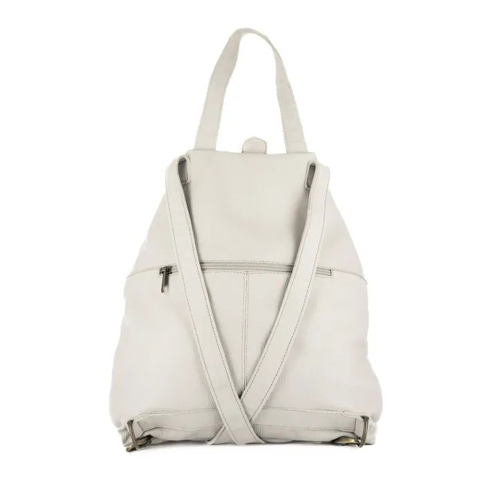 Cream backpack on a white background