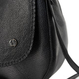 Nembeko : Ladies Leather Crossbody Handbag in Black Cayak