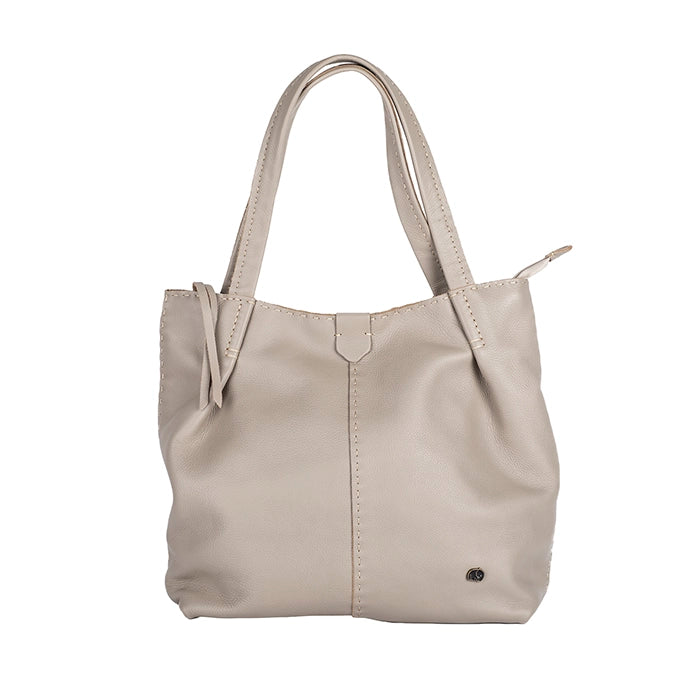 Beige handbag on a white background