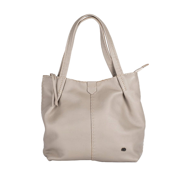 Beige handbag on a white background